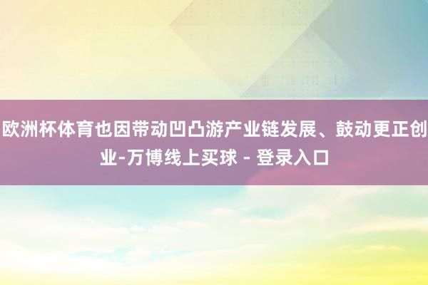 欧洲杯体育也因带动凹凸游产业链发展、鼓动更正创业-万博线上买球 - 登录入口