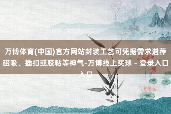 万博体育(中国)官方网站封装工艺可凭据需求遴荐磁吸、插扣或胶粘等神气-万博线上买球 - 登录入口